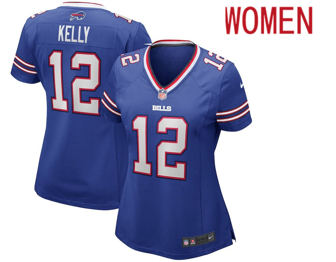 Women Buffalo Bills #12 Jim Kelly Nike Royal Game Retired Player NFL Jersey